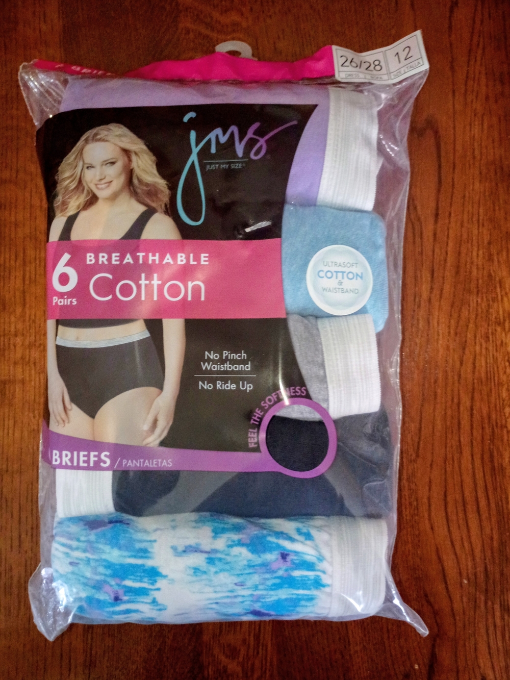 Just My Size Women's Cotton Briefs - Pack of 6 in Purple, Blue, White and Black - Picture 2 of 5